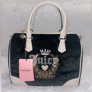 Juicy Couture Black Velour Satchel with Crest – NWT